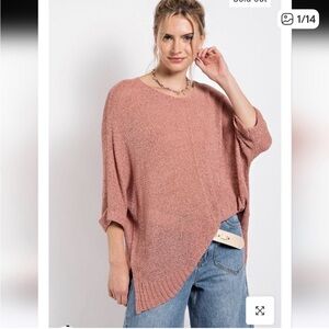 Easel Women's Half Sleeve Dusty Rose Knit Top NWT
